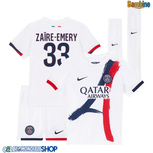 Maglie da calcio Paris Saint-Germain Warren Zaire-Emery #33 Seconda Maglia Bambino 2025-26 Manica Corta + Pantaloni corti)